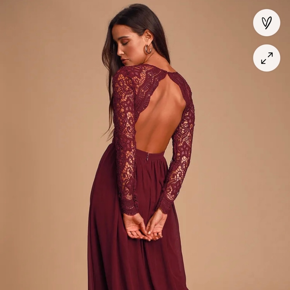 Lulu’s awaken my love long sleeve burgundy dress NWT